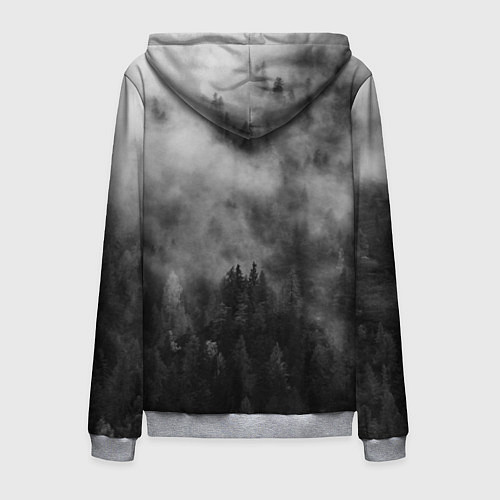 Мужская толстовка на молнии ТУМАН НАД ЛЕСОМ МРАЧНО / 3D-Меланж – фото 2