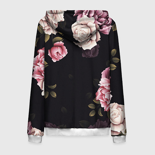 Мужская толстовка на молнии РОЗЫ И ПИОНЫ / 3D-Белый – фото 2