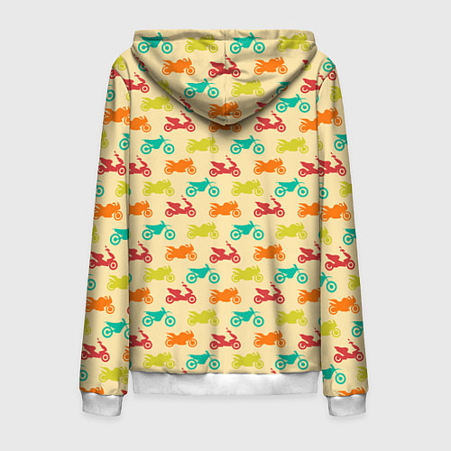 Мужская толстовка на молнии Разноцветные Мотоциклы / 3D-Белый – фото 2