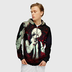 Толстовка 3D на молнии мужская Токийский Гуль и Брызги Аниме Ghoul, цвет: 3D-черный — фото 2