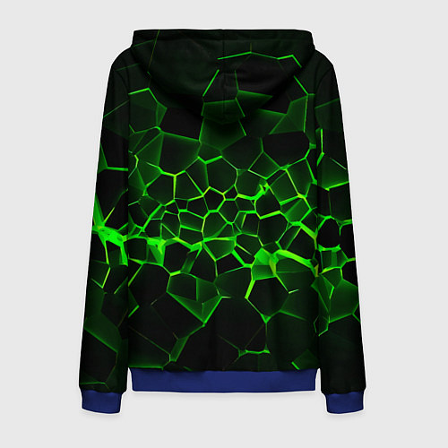 Мужская толстовка на молнии Skoda: Неоновые трещины / 3D-Синий – фото 2