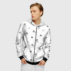 Толстовка 3D на молнии мужская Паттерн - кошачьи лапки 3D, цвет: 3D-черный — фото 2
