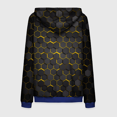Мужская толстовка на молнии Lamborghini - Золотые соты / 3D-Синий – фото 2
