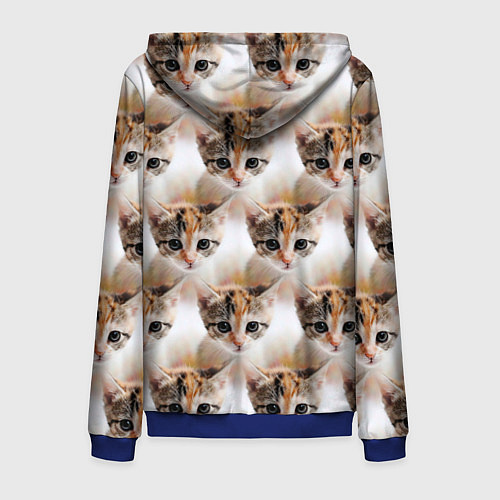 Мужская толстовка на молнии Маленький котенок паттерн / 3D-Синий – фото 2
