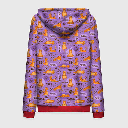 Мужская толстовка на молнии Кошачья Йога / 3D-Красный – фото 2