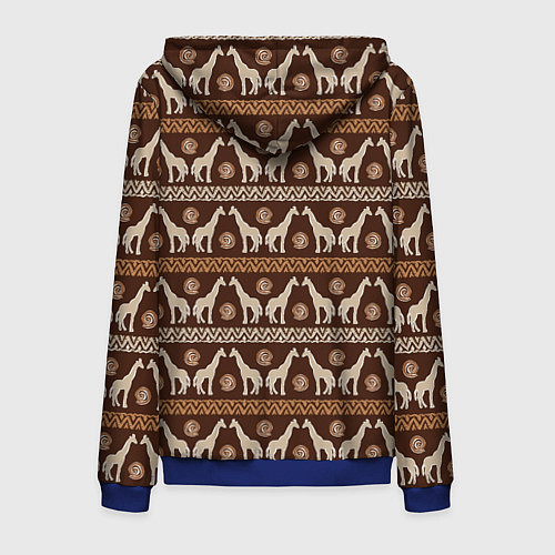 Мужская толстовка на молнии Жирафы Африка паттерн / 3D-Синий – фото 2