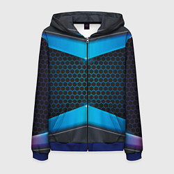 Толстовка 3D на молнии мужская 3D NEON БРОНЬ, цвет: 3D-синий
