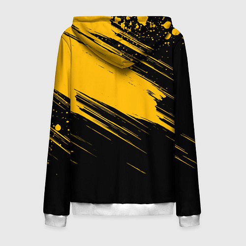 Мужская толстовка на молнии Black and yellow grunge / 3D-Белый – фото 2