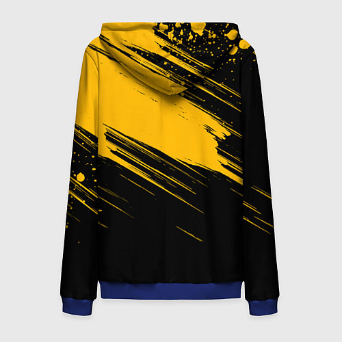 Мужская толстовка на молнии Black and yellow grunge / 3D-Синий – фото 2