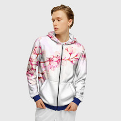 Толстовка 3D на молнии мужская Распустившаяся весна, цвет: 3D-синий — фото 2