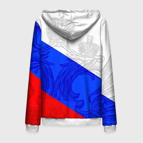Мужская толстовка на молнии Российский герб: триколор / 3D-Белый – фото 2