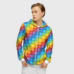 Толстовка 3D на молнии мужская Разноцветные Чакры, цвет: 3D-белый — фото 2