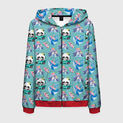 Мужская толстовка на молнии Панды и киты