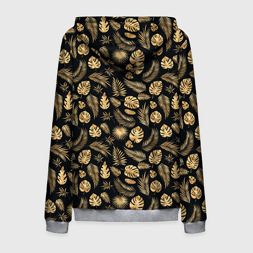 Мужская толстовка на молнии Золотые листья паттерн и текстуры / 3D-Меланж – фото 2