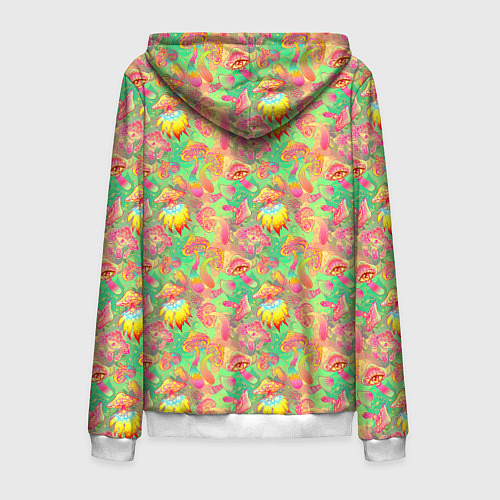 Мужская толстовка на молнии Магические Грибы Психоделика / 3D-Белый – фото 2