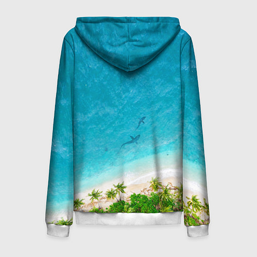 Мужская толстовка на молнии Акула - пасть / 3D-Белый – фото 2