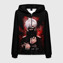 Толстовка 3D на молнии мужская Tokyo Ghoul Токийский Гуль Who am I, цвет: 3D-черный