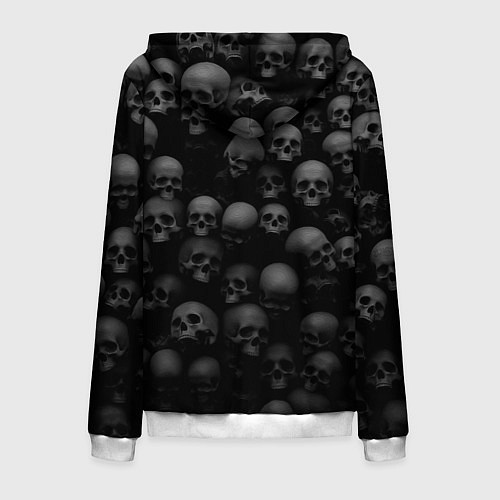 Мужская толстовка на молнии Черепа на черном фоне паттерн / 3D-Белый – фото 2