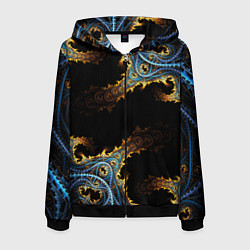 Толстовка 3D на молнии мужская Огненные фракталы 3d, цвет: 3D-черный