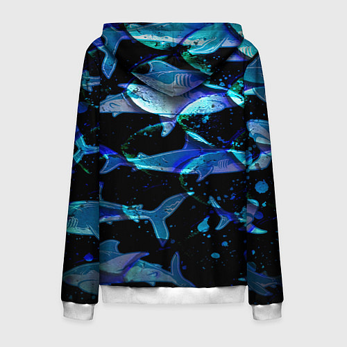 Мужская толстовка на молнии На дне морском Акулы / 3D-Белый – фото 2