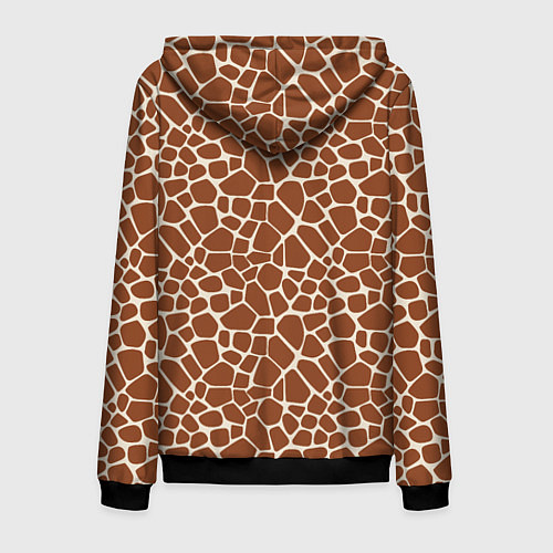 Мужская толстовка на молнии Шкура Жирафа - Giraffe / 3D-Черный – фото 2