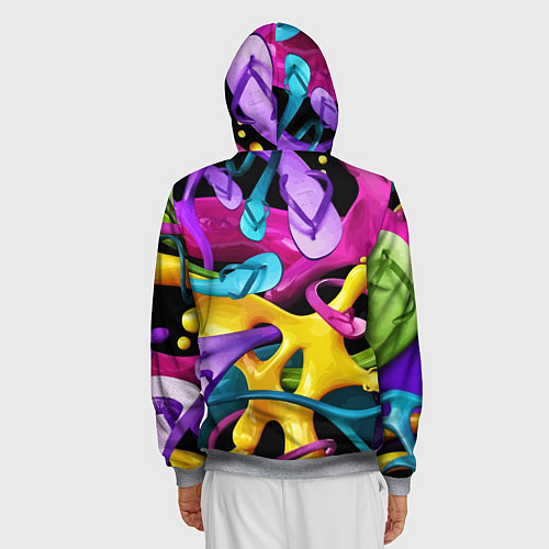 Мужская толстовка на молнии Пляжный паттерн Summer / 3D-Меланж – фото 4