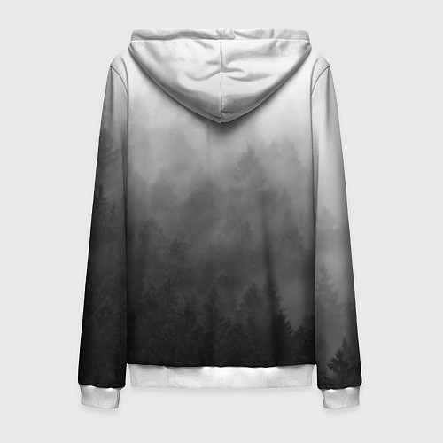 Мужская толстовка на молнии Темный лес - туман / 3D-Белый – фото 2