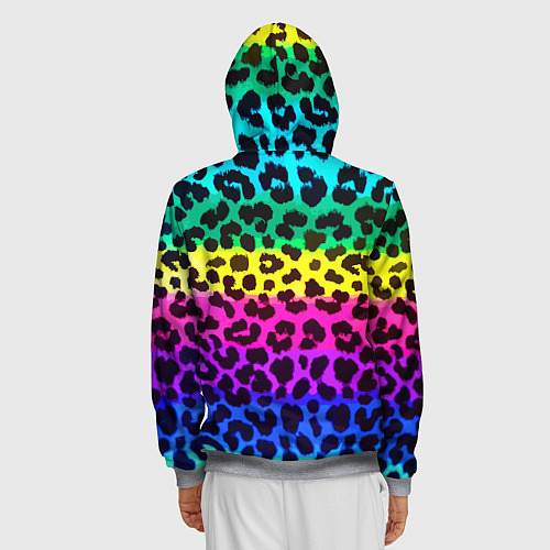 Мужская толстовка на молнии Leopard Pattern Neon / 3D-Меланж – фото 4