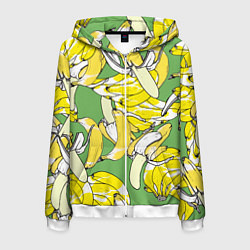 Толстовка 3D на молнии мужская Banana pattern Summer Food, цвет: 3D-белый