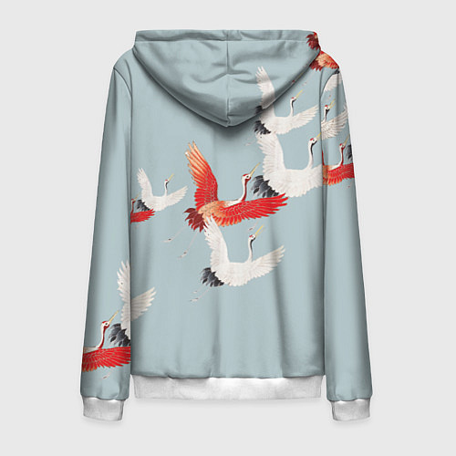 Мужская толстовка на молнии Стая журавлей / 3D-Белый – фото 2
