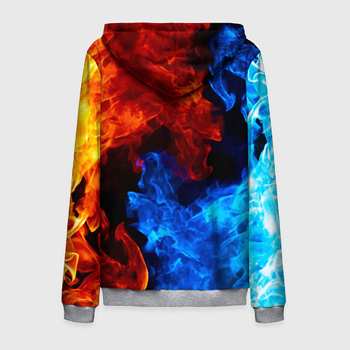 Мужская толстовка на молнии Огонь - Вода Инь - Янь / 3D-Меланж – фото 2