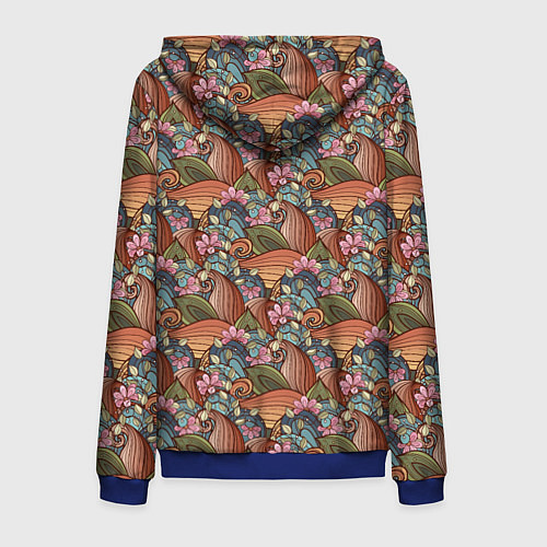 Мужская толстовка на молнии Паттерн волнистые узоры / 3D-Синий – фото 2