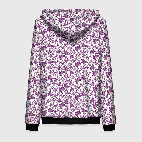 Мужская толстовка на молнии Фиолетовая гжель / 3D-Черный – фото 2