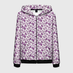 Толстовка 3D на молнии мужская Фиолетовая гжель, цвет: 3D-черный