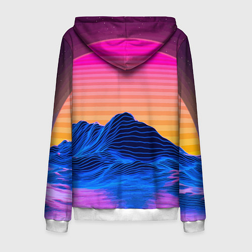 Мужская толстовка на молнии Vaporwave Mountains Психоделика Неон / 3D-Белый – фото 2
