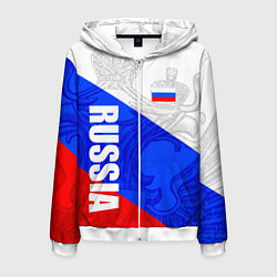 Мужская толстовка на молнии RUSSIA - SPORTWEAR - ТРИКОЛОР