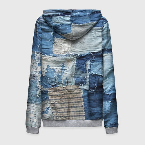 Мужская толстовка на молнии Пэчворк Рваная ткань Hype / 3D-Меланж – фото 2