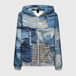 Толстовка 3D на молнии мужская Пэчворк Рваная ткань Hype, цвет: 3D-меланж