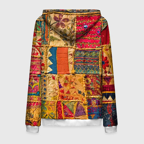 Мужская толстовка на молнии Пэчворк Лоскутное одеяло Patchwork Quilt / 3D-Белый – фото 2