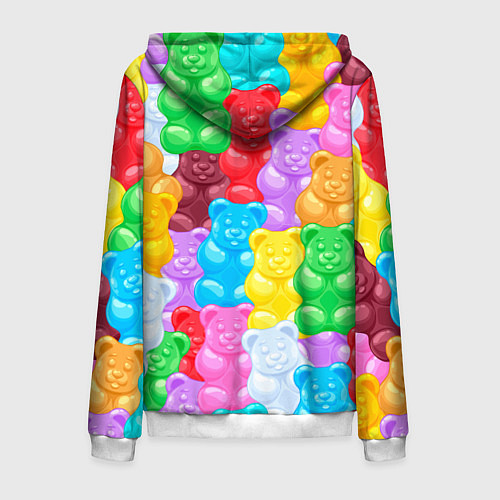 Мужская толстовка на молнии Мармеладные мишки разноцветные / 3D-Белый – фото 2
