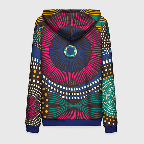 Мужская толстовка на молнии Африка Орнамент / 3D-Синий – фото 2