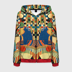 Толстовка 3D на молнии мужская Египетский орнамент, цвет: 3D-красный