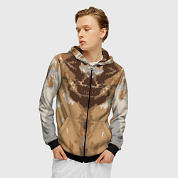 Толстовка 3D на молнии мужская Абстрактный, графический узор коричневого цвета, цвет: 3D-черный — фото 2
