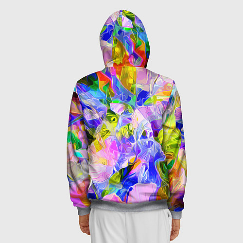 Мужская толстовка на молнии Красочный цветочный узор Весна - Лето 2023 Colorfu / 3D-Меланж – фото 4