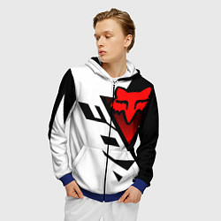 Толстовка 3D на молнии мужская MOTO FOX - Мотокросс, цвет: 3D-синий — фото 2