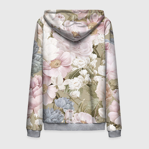 Мужская толстовка на молнии Цветы Английский Садовый Узор / 3D-Меланж – фото 2