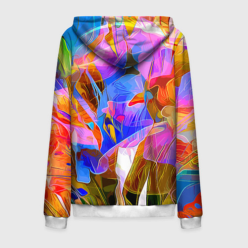 Мужская толстовка на молнии Красочный цветочный паттерн Лето Colorful floral p / 3D-Белый – фото 2