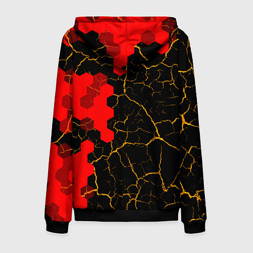 Мужская толстовка на молнии Лого BTS на темном фоне с сотами / 3D-Черный – фото 2