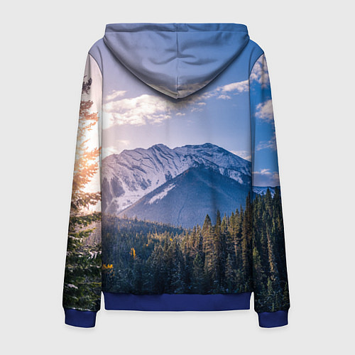 Мужская толстовка на молнии Горы Лес Солнце / 3D-Синий – фото 2