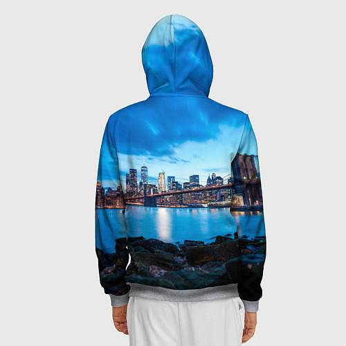 Мужская толстовка на молнии Закат в мегаполисе / 3D-Меланж – фото 4